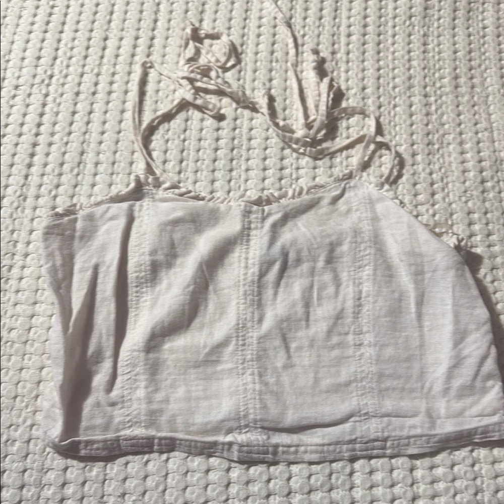 Aerie White Tank Top Tie Straps